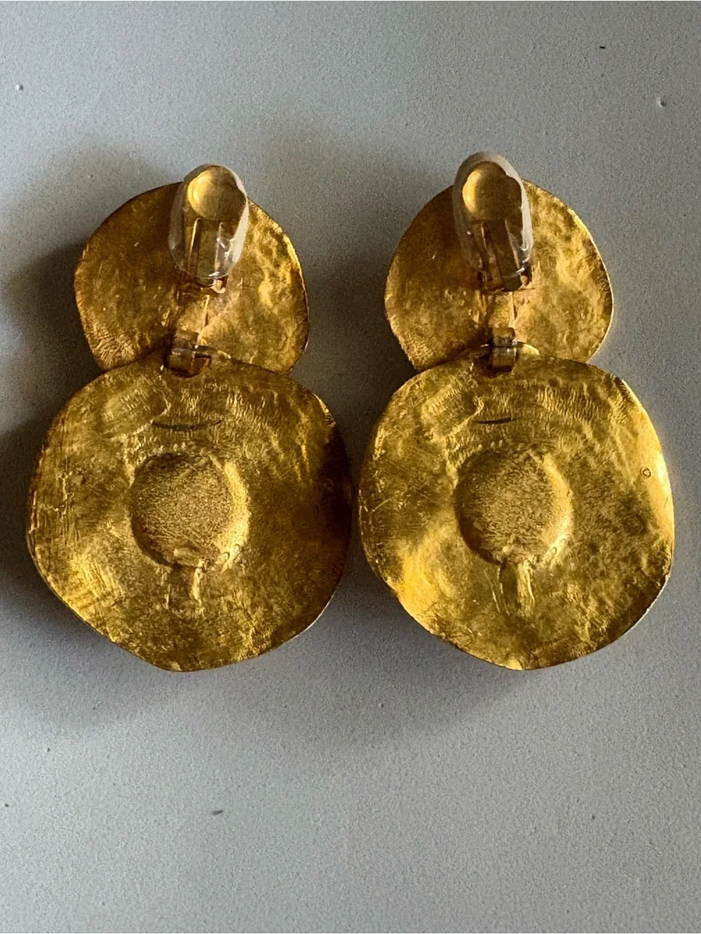 1980’s Round Gold Tone Designer Clip On Earrings